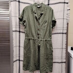 J. Jill Forest Green Dress with Button Detail